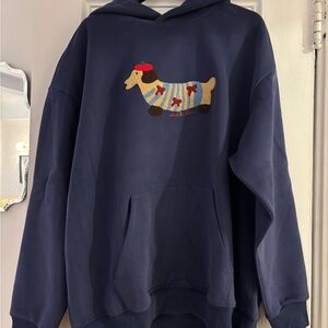 Aelfric Eden Navy Hoodie and bottom with Embroidered Dachshund Motif